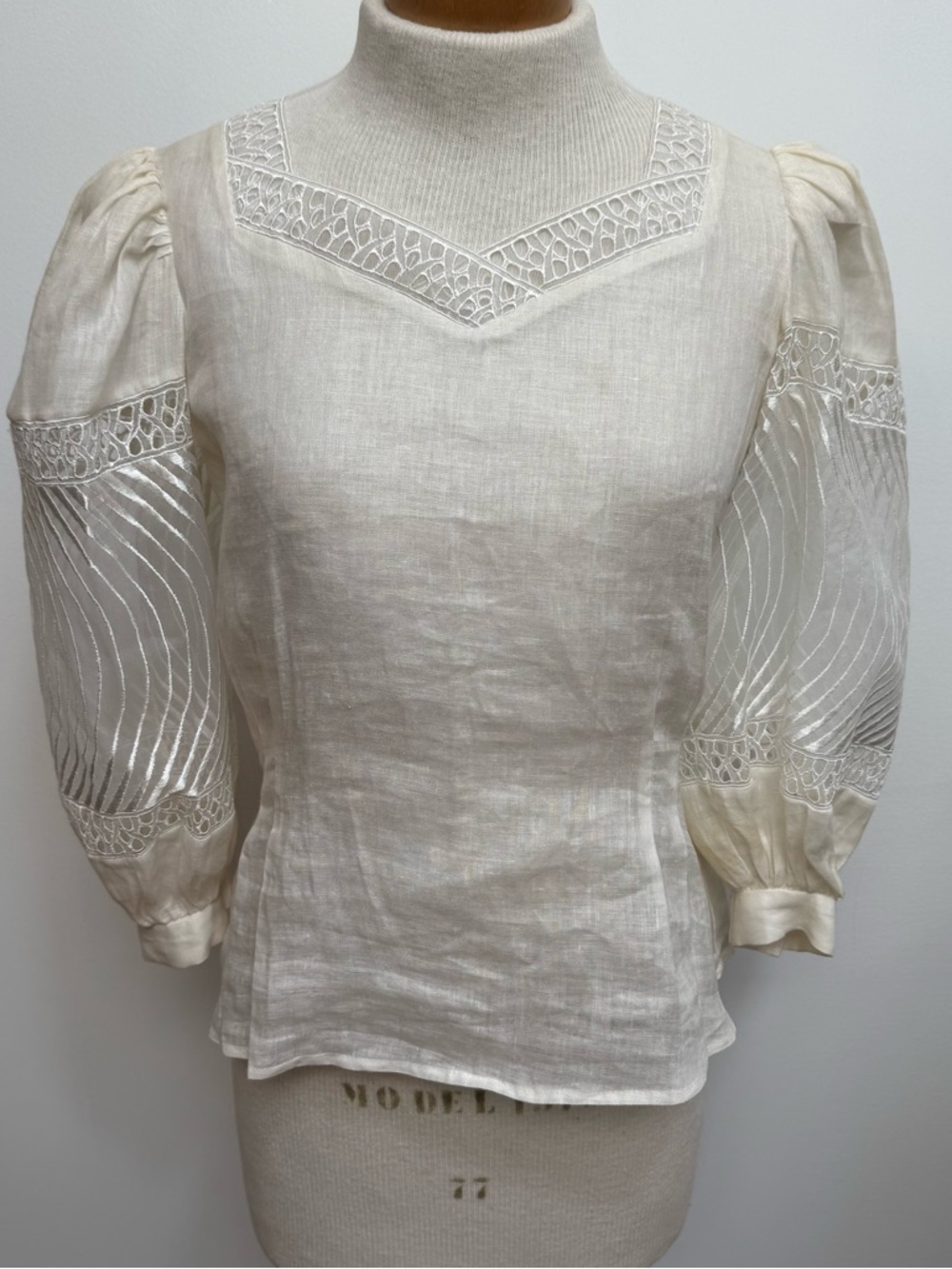 Vintage Cloak Of Many Colors Liberty Lucrezia Linen Blouse Top Size 6 Sheer Vict - Picture 2 of 13